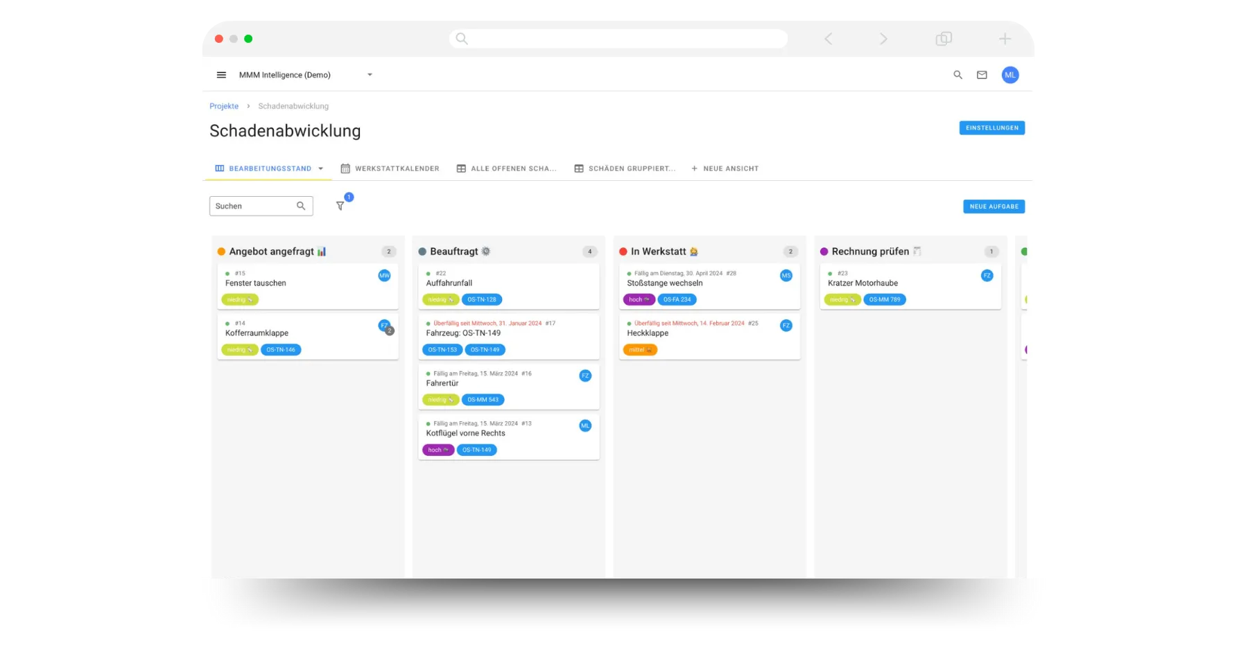 Ein Screenshot, der einen Teilprozess der Anwendung schadensmeldung.digital für die Schweiz zeigt.